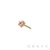 316L SURGICAL STEEL THREADLESS PUSH IN PINK HEART DAGGER CROSS TOP PART